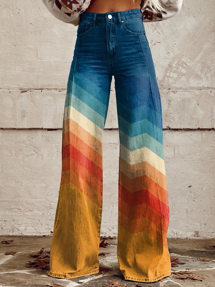 Levoire | Jeans Taille Haute À Jambe Large Pour Femmes Multicolore
