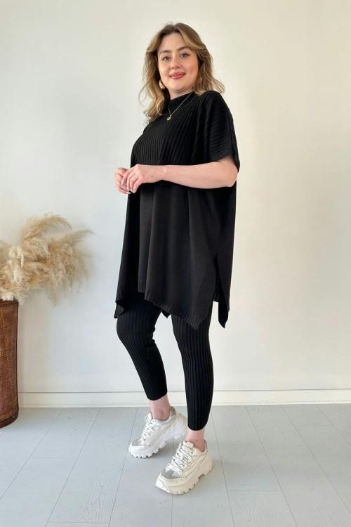 Levoire | Ensemble Élastique Deux Pièces Pour Femmes Noir