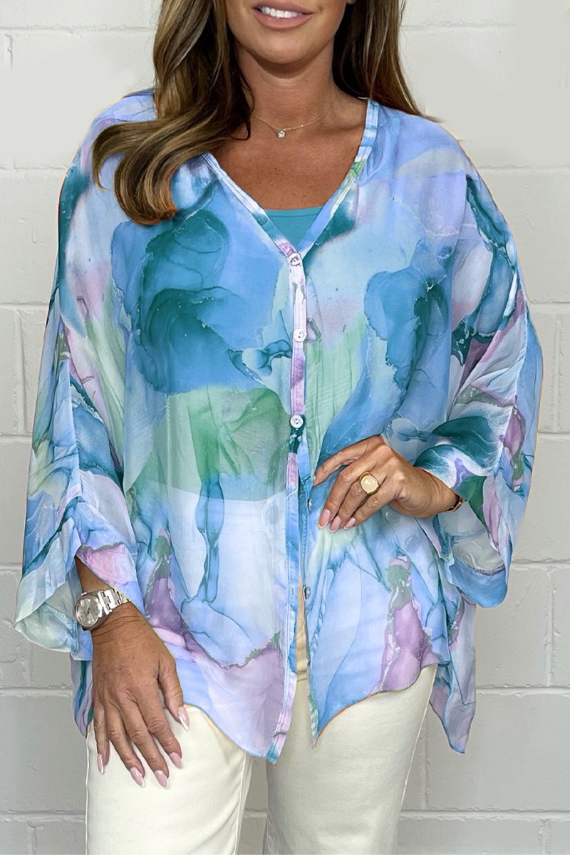 Levoire | Chemise Légère Élégante Imprimée Pour Femmes Bleu et violet