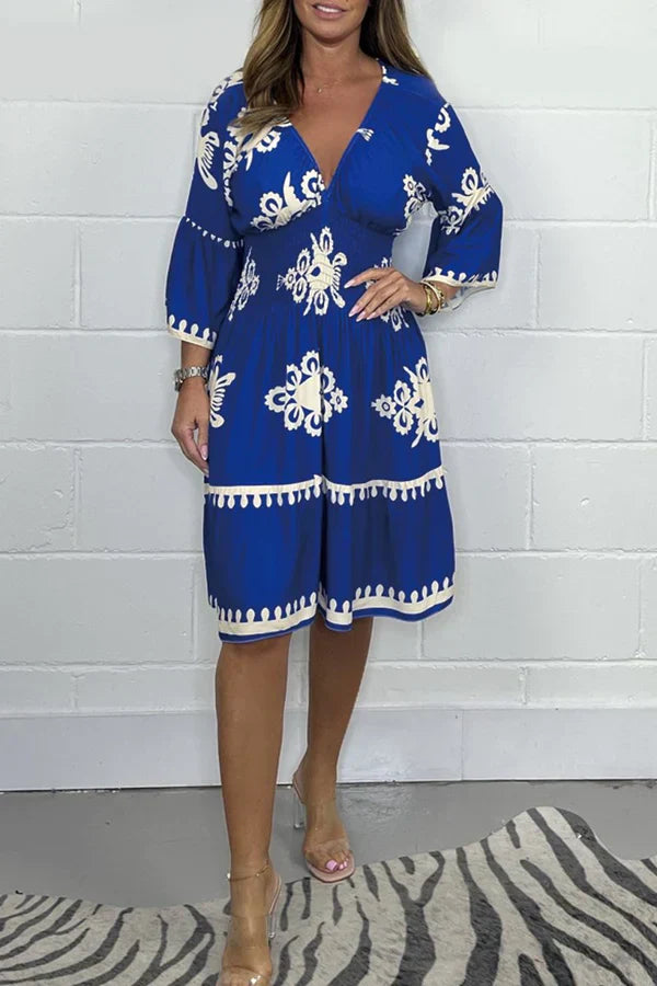 Levoire | Robe imprimée à décolleté en V Bleu