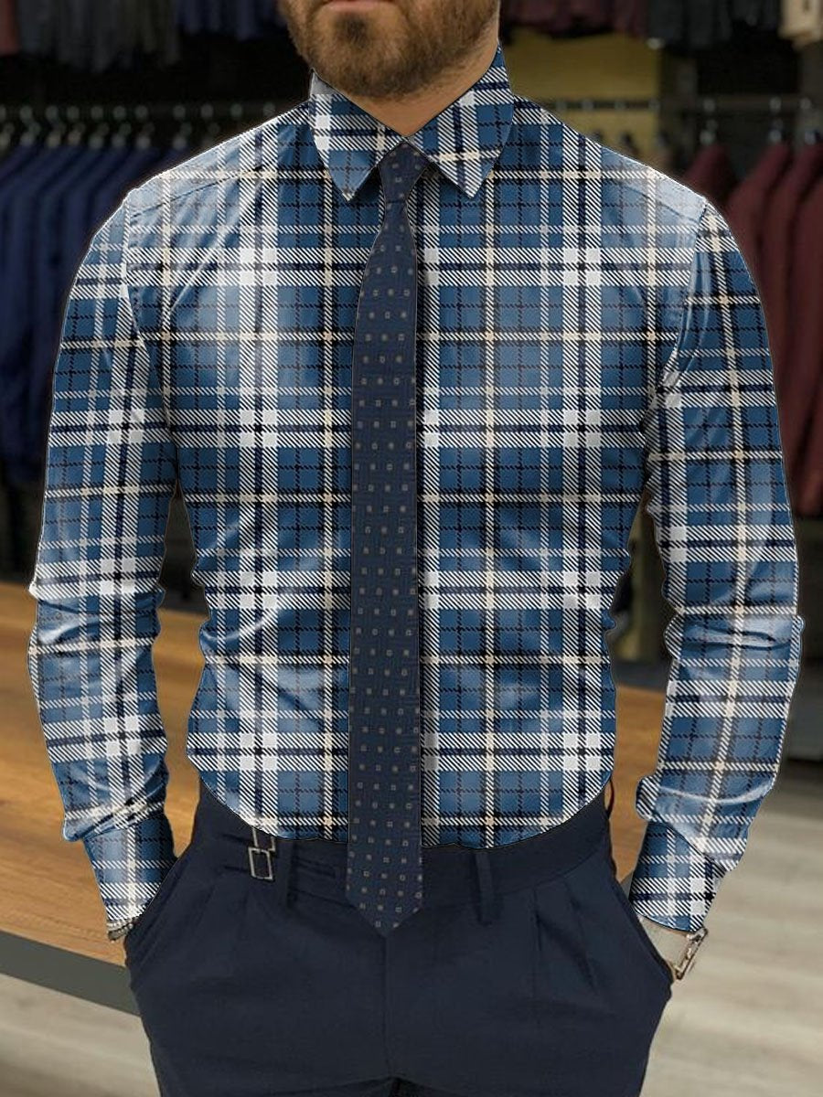 Levoire | T-Shirt De Loisir À Motifs Avec Manches Longues Rétro Et Élégant Bleu