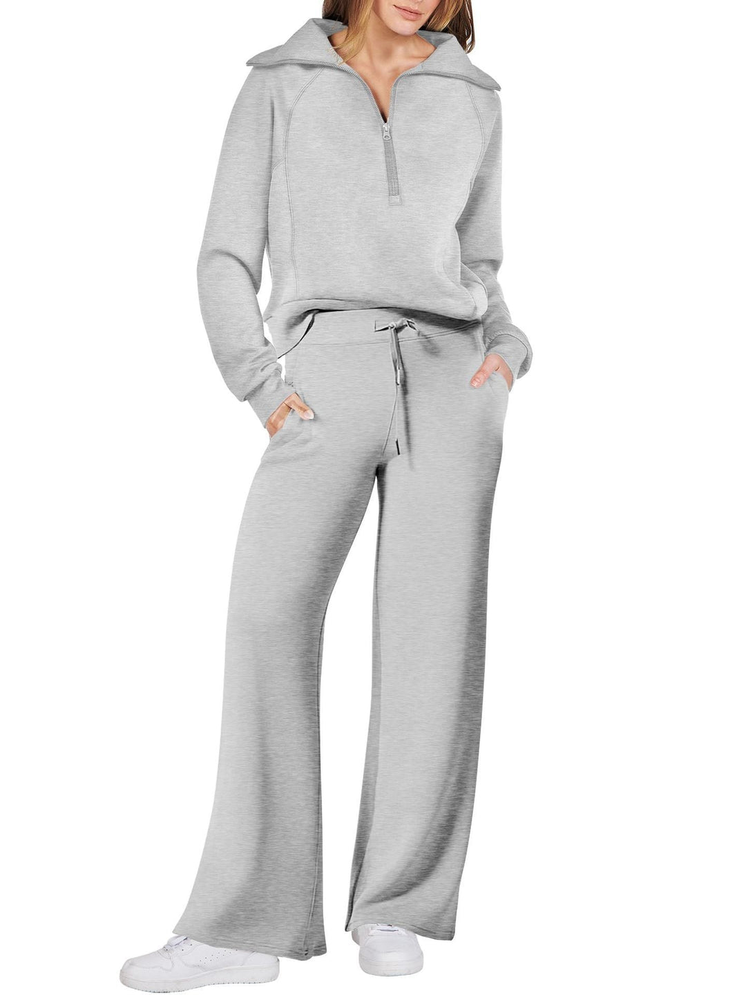 Levoire | Zip & Relax : Ensemble Deux Pièces Avec Manches Longues Gris clair