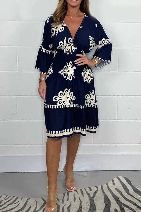 Levoire | Robe imprimée confortable Bleu marine
