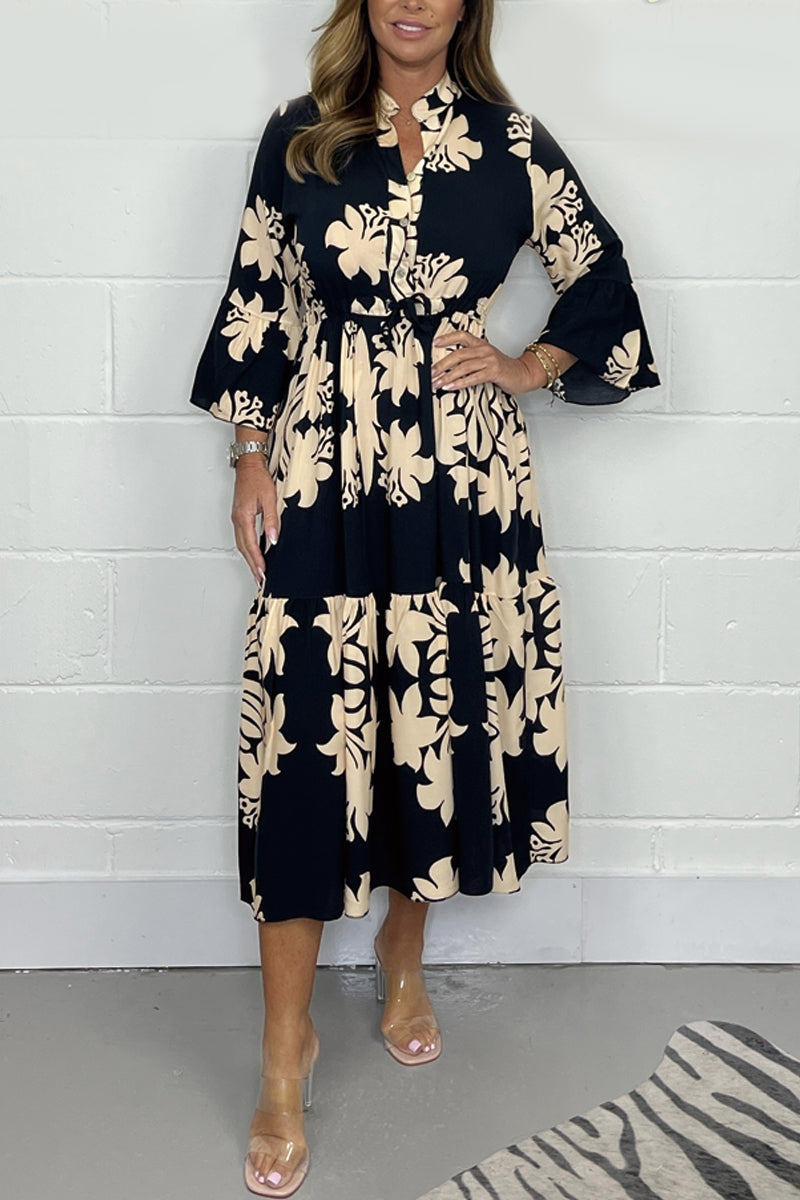 Levoire | Robe Décontractée Imprimée Pour Le Quotidien Noir XL(US 14)