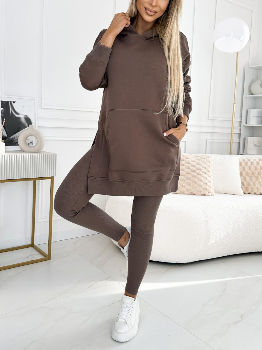 Levoire | Ensemble Élégant De Sweat À Capuche Et Leggings Café
