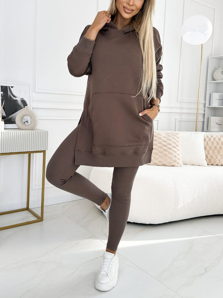 Levoire | Ensemble Élégant De Sweat À Capuche Et Leggings Café