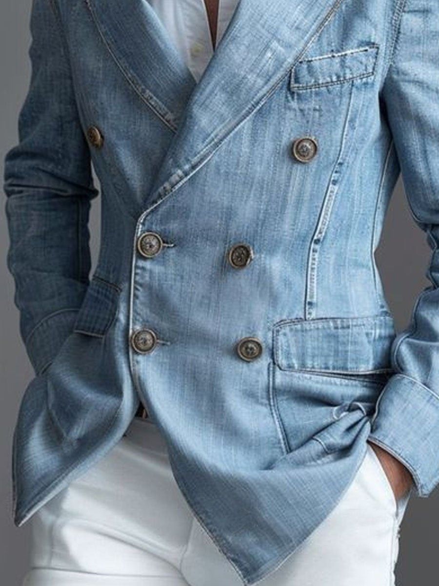 Levoire | Blazer en Denim à Double Boutonnage