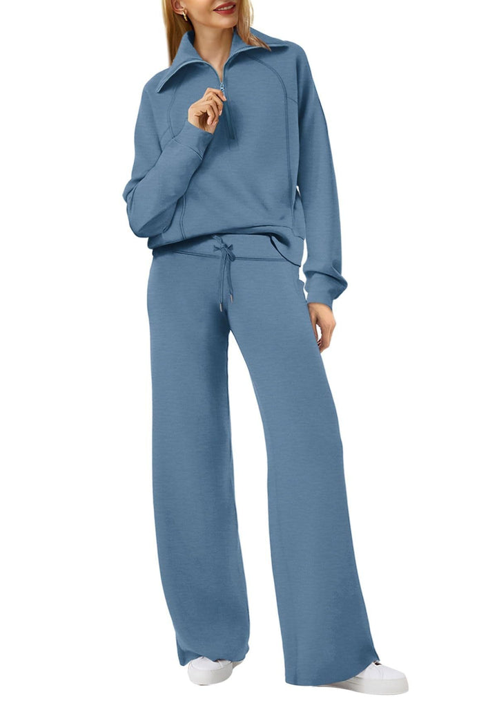Levoire | Zip & Relax : Ensemble Deux Pièces Avec Manches Longues Bleu-gris