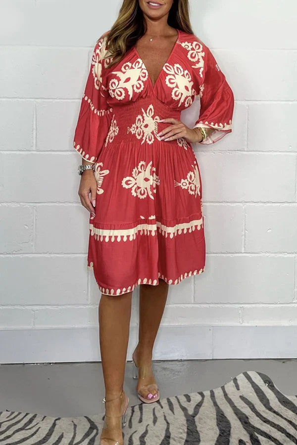 Levoire | Robe imprimée à décolleté en V Rot