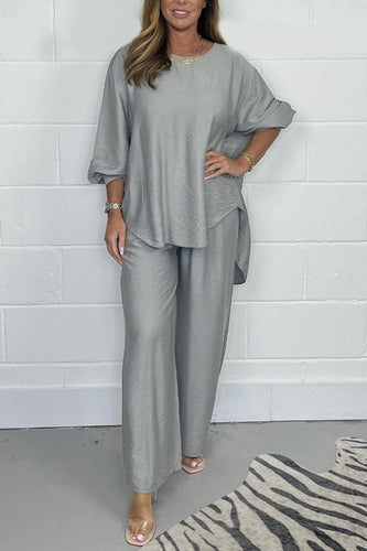 Levoire | Satin Décontracté Costume Avec Encolure Ronde