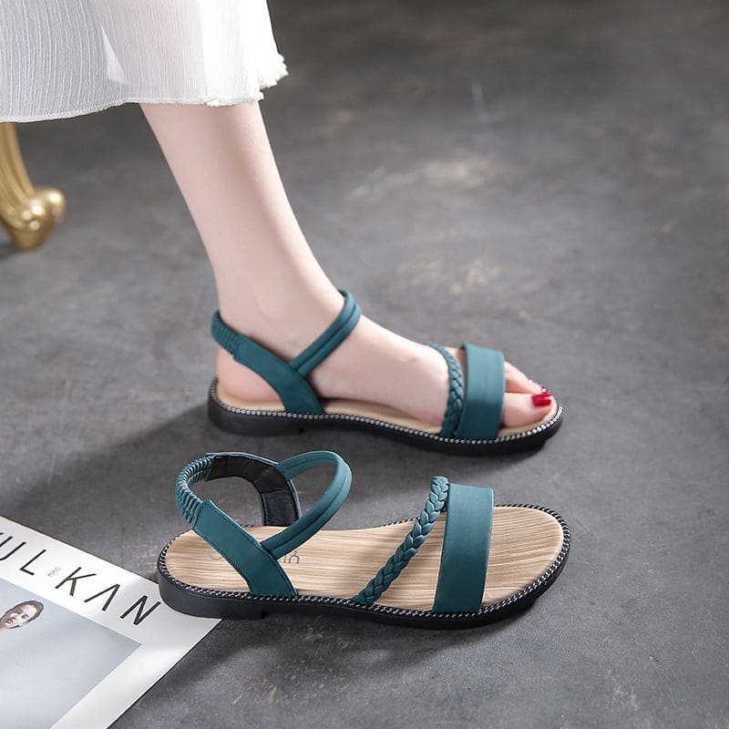 Levoire | Cuir Synthétique Avec Orteil Ouvert Et Bride De Cheville Vert