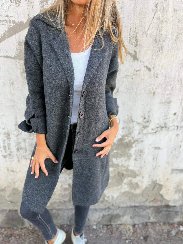 Levoire | Manteau Long Élégant Et Décontracté Avec Poches Pratiques Gris