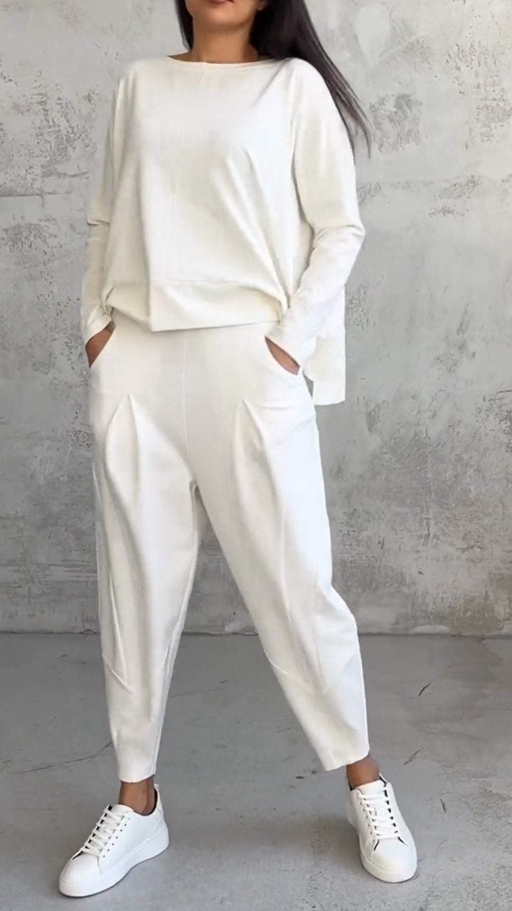 Levoire | Col Rond Et Manches Longues Et Pantalon Blanc