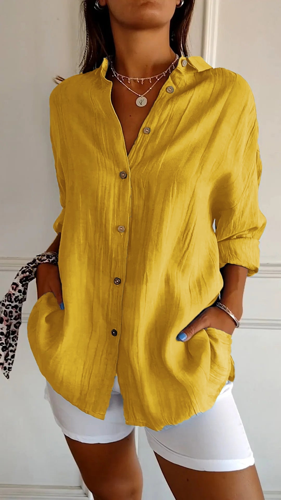 Levoire | Chemise Élégante Avec Style Plissé Jaune