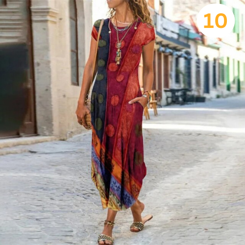 Levoire | Maxi-Robe Longue À Motifs, Confectionnee En Coton Et Lin 10