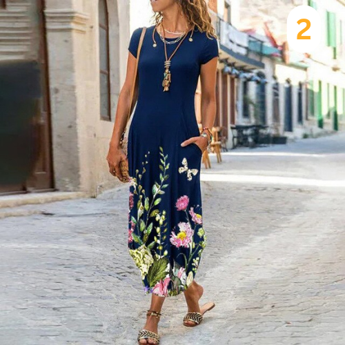Levoire | Maxi-Robe Longue À Motifs, Confectionnee En Coton Et Lin 2