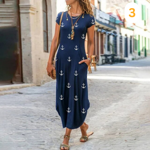 Levoire | Maxi-Robe Longue À Motifs, Confectionnee En Coton Et Lin 3