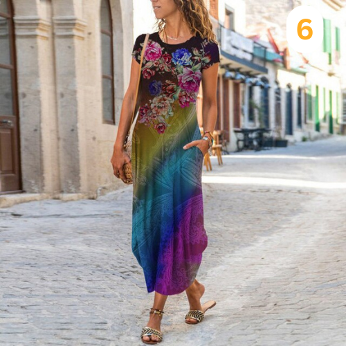 Levoire | Maxi-Robe Longue À Motifs, Confectionnee En Coton Et Lin 6