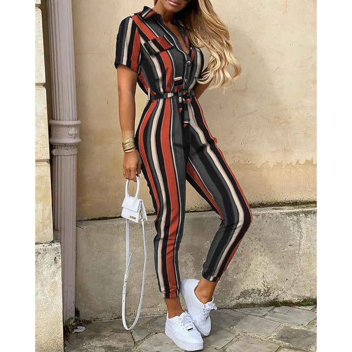 Levoire | Combinaison D'Été - Col En V, Boutons, Avec Ceinture Vert olive 3XL