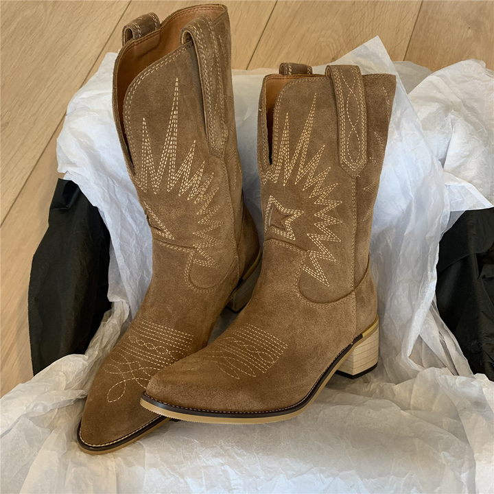 Levoire | Bottes De Cow-Boy Pour Le Far West Khaki
