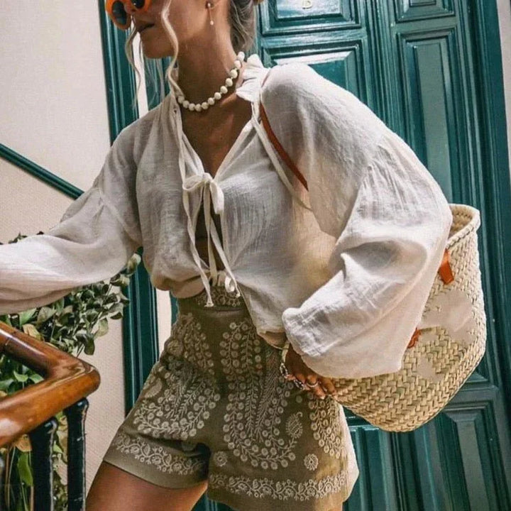 Levoire | Pantalons Court En Lin Avec Imprimé