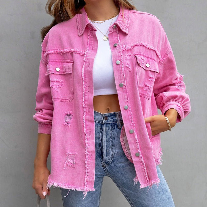 Levoire | Veste En Jean Tendance De Couleur Rosa