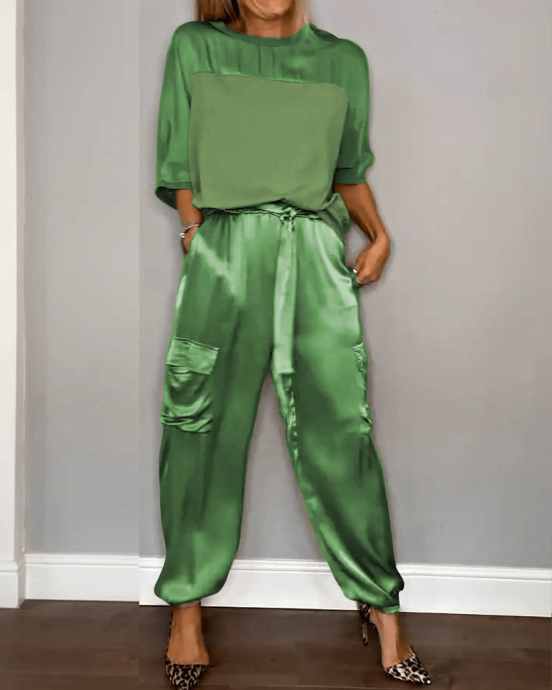 Levoire | Ensemble satin chic femme Vert