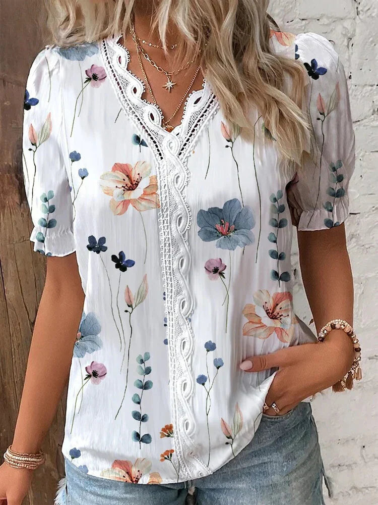 Levoire | Blouse Avec Patchwork En Dentelle Gris