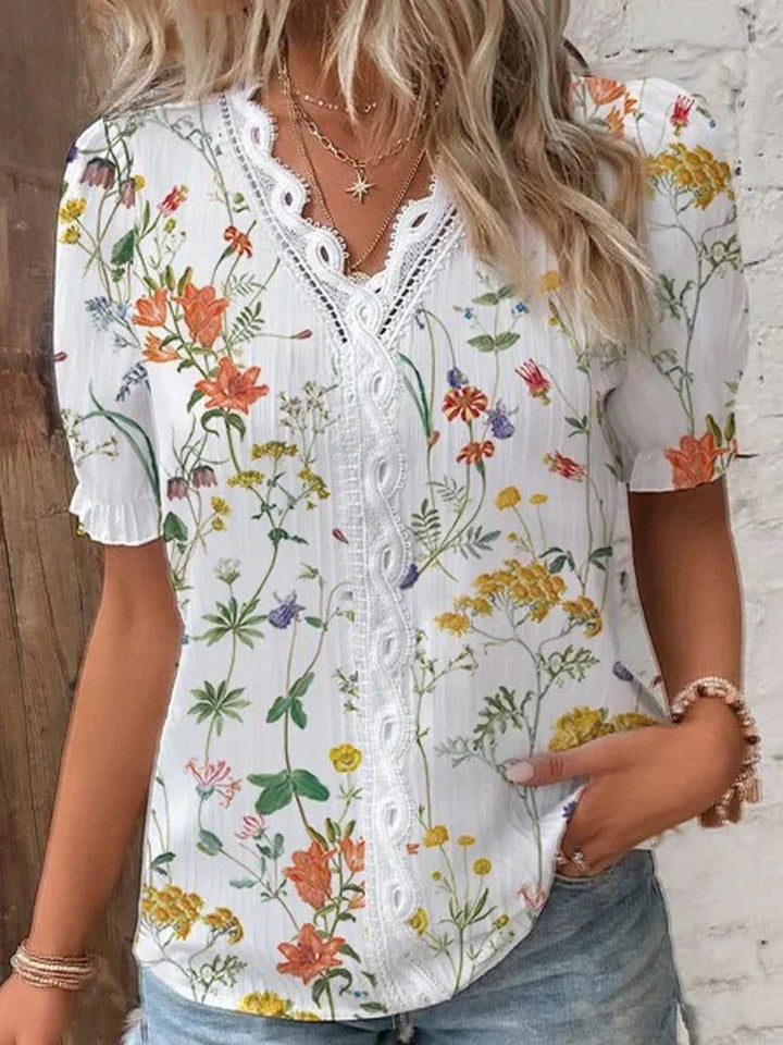 Levoire | Blouse Avec Patchwork En Dentelle Orange