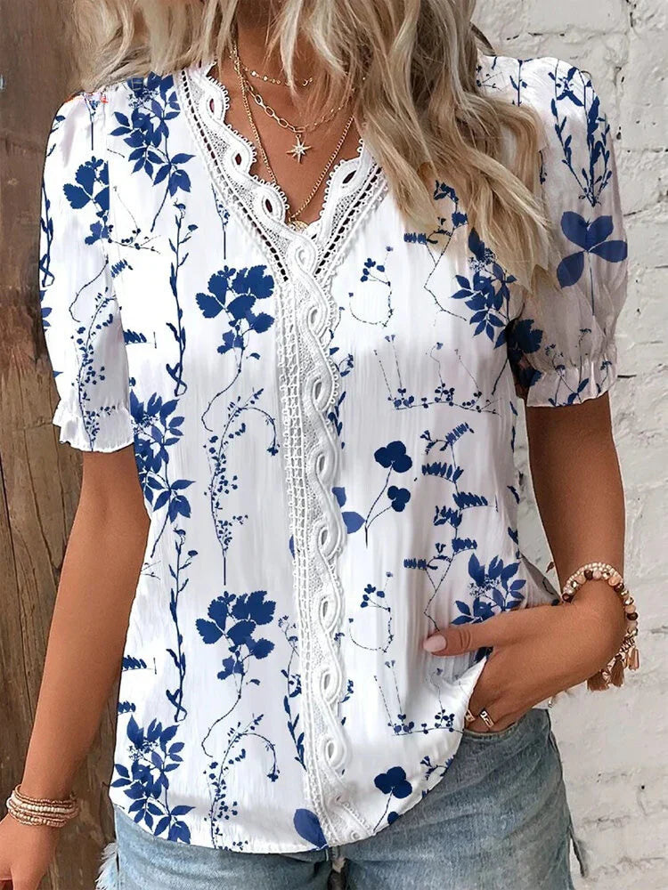 Levoire | Blouse Avec Patchwork En Dentelle Marine bleu