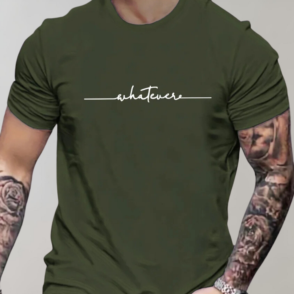 Levoire | T-Shirt Décontracté Pour Hommes À Col Rond Confortable, Polyvalent Et Élégant Vert olive