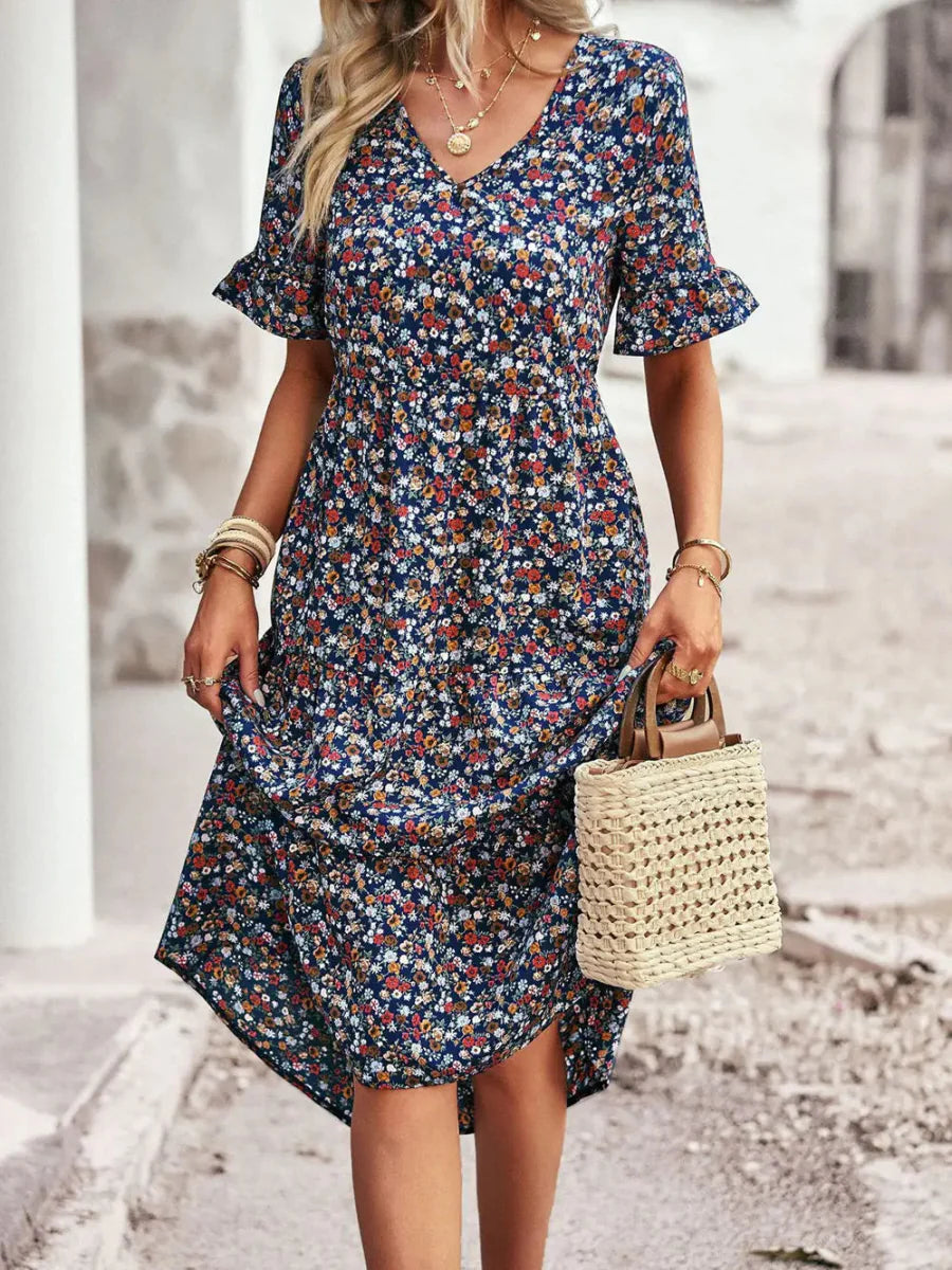 Levoire | Robe Midi Unique Imprimé Bleu