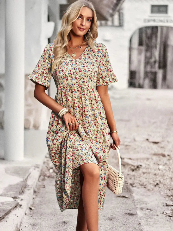 Levoire | Robe Midi Unique Imprimé Beige