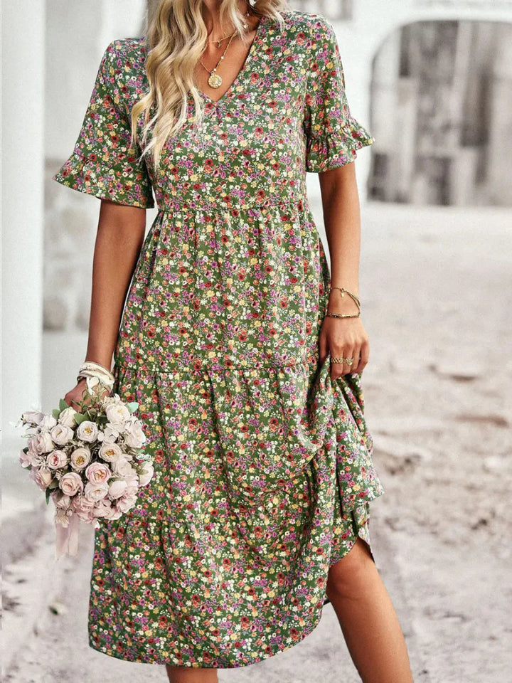 Levoire | Robe Midi Unique Imprimé Vert