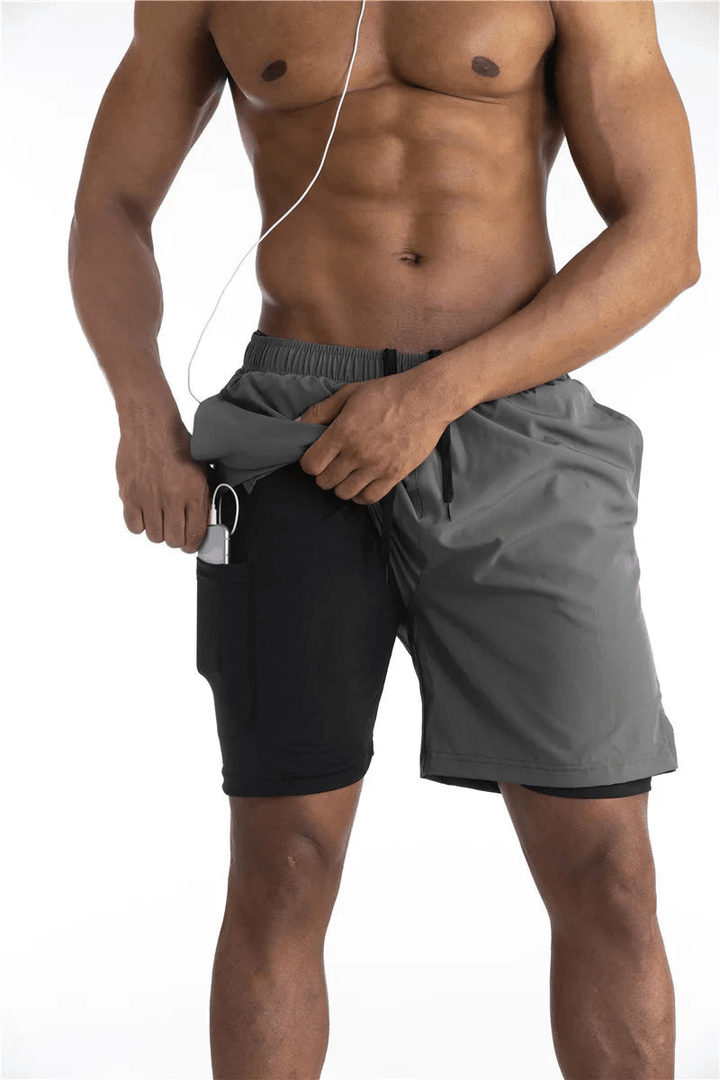 Levoire | Short de course avec sous-vêtement et poche, séchage rapide et confortable Litch Gris