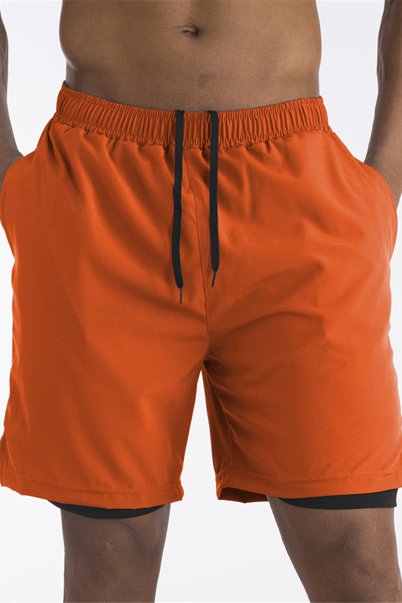 Levoire | Short de course avec sous-vêtement et poche, séchage rapide et confortable Orange