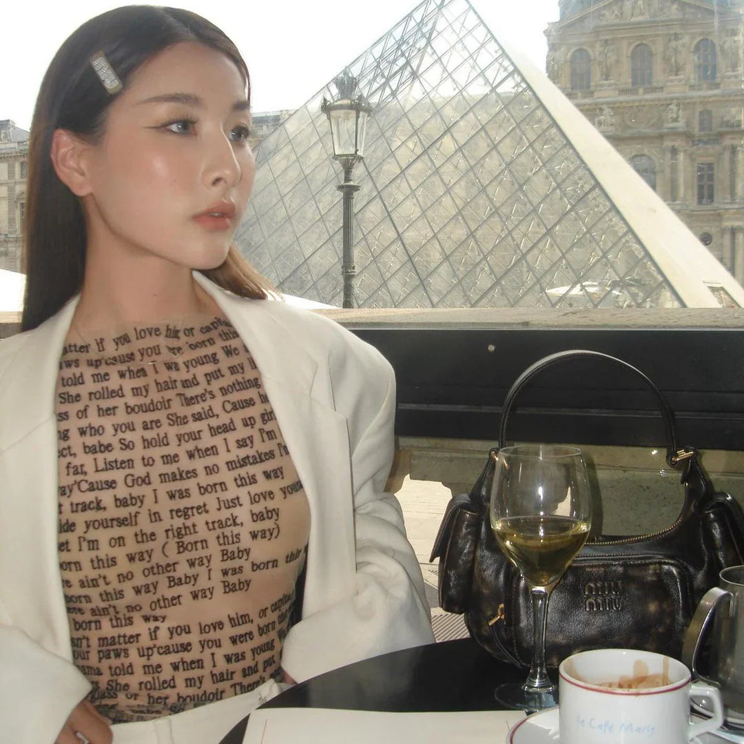 Levoire | Haut De Tatouage En Maille Linguistique Avec Gants