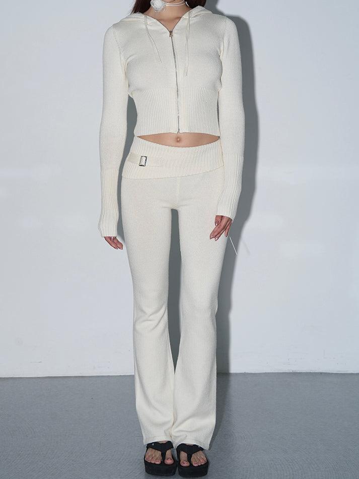 Levoire | Ensemble À Capuche En Tricot Beige