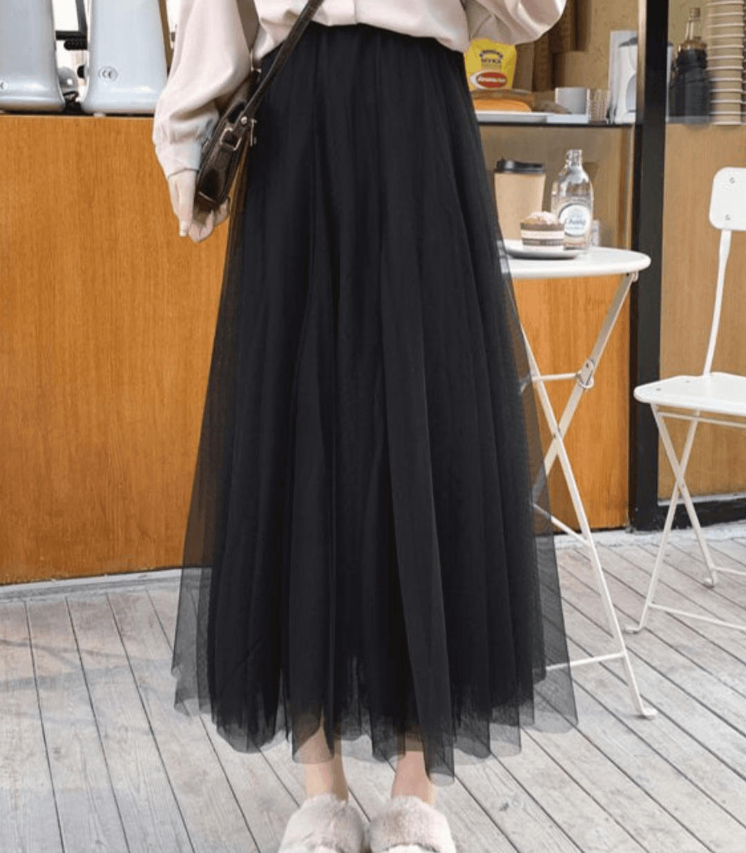 Levoire | Jupe mi-mollet taille haute Noir