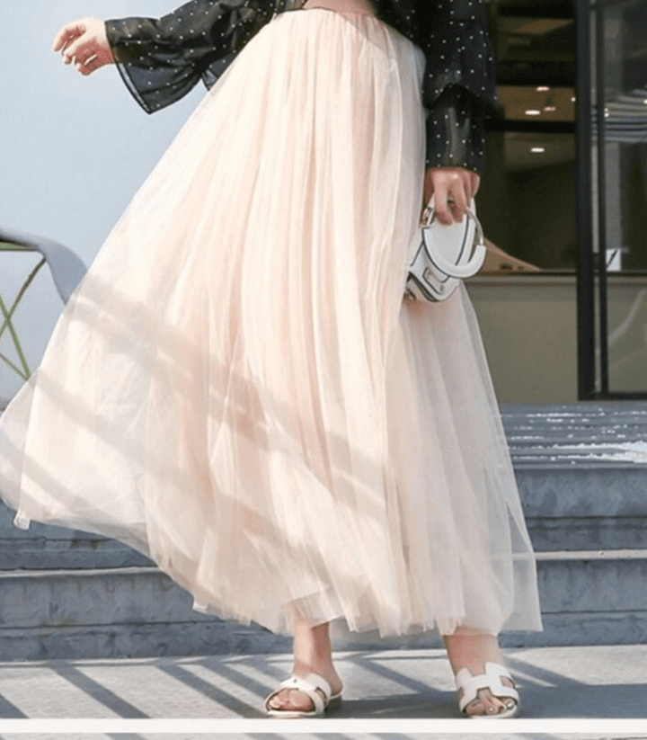 Levoire | Jupe mi-mollet taille haute Beige