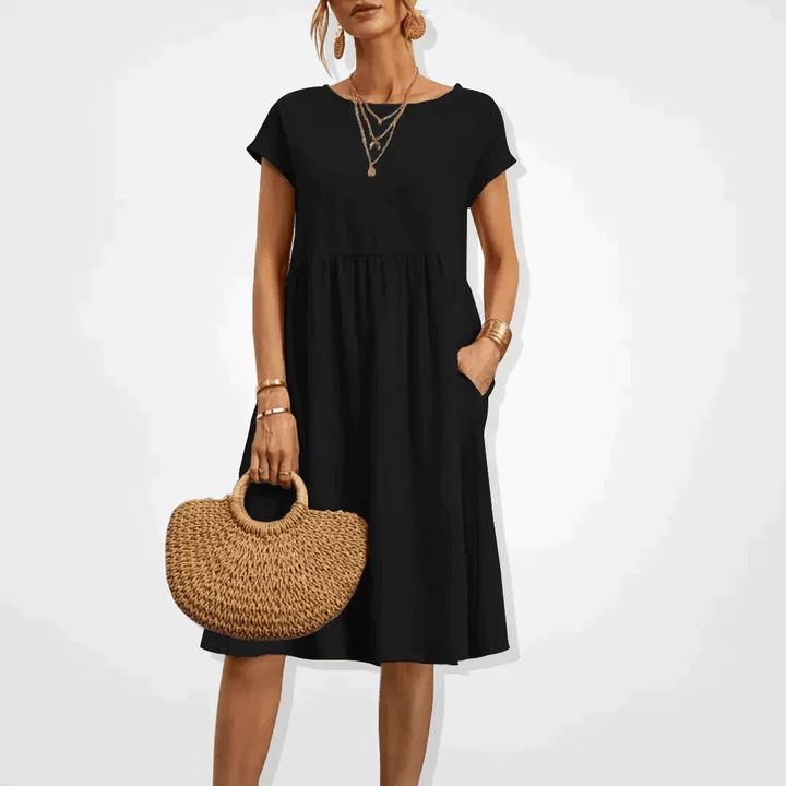Levoire | Robe Midi Élégante Été Femme Noir