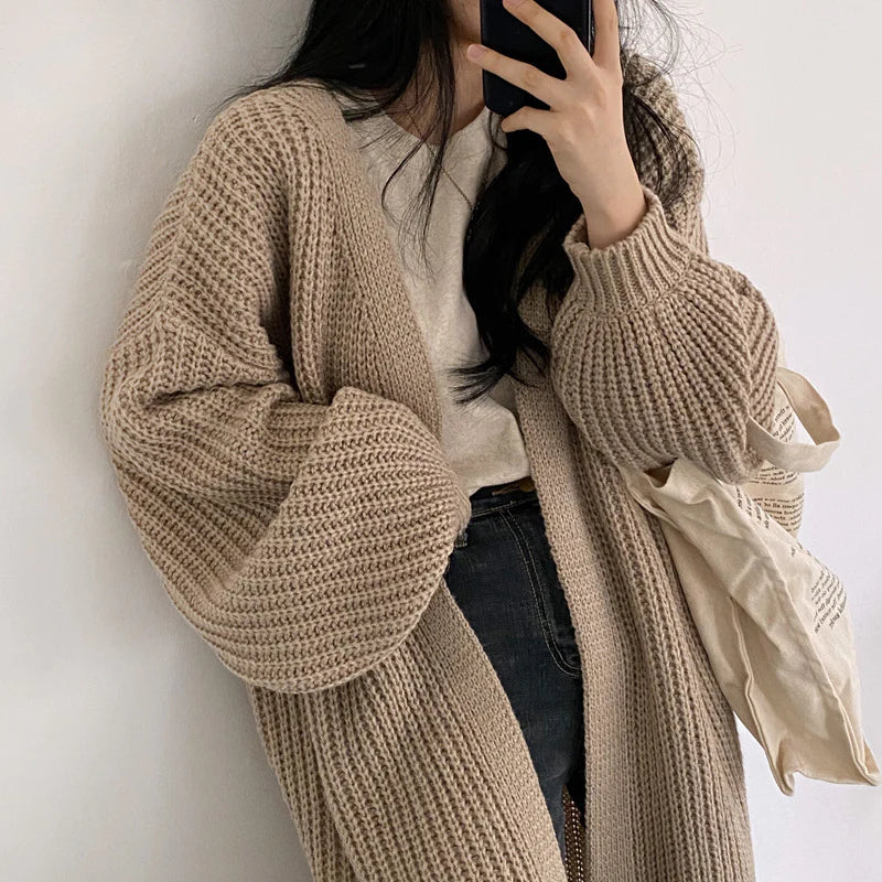 Levoire | Surdimensionné Cardigan Avec Imprimé En Câble Khaki Taille unique
