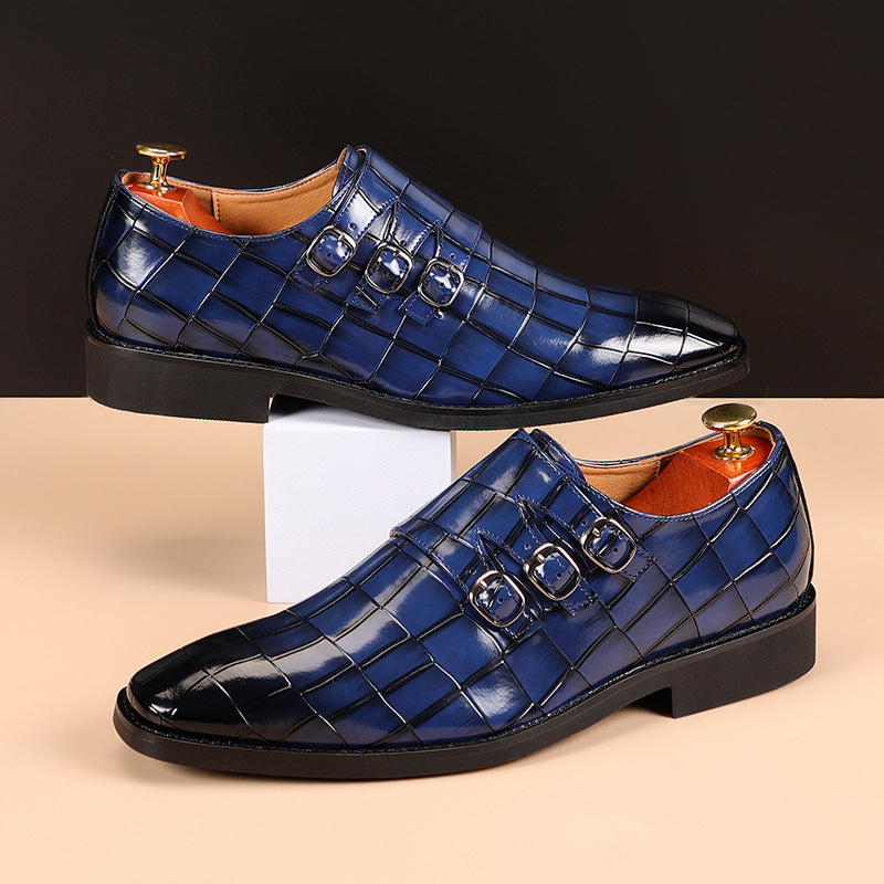 Levoire | Crocodile Élégants Chaussures À Trois Boucles bleu