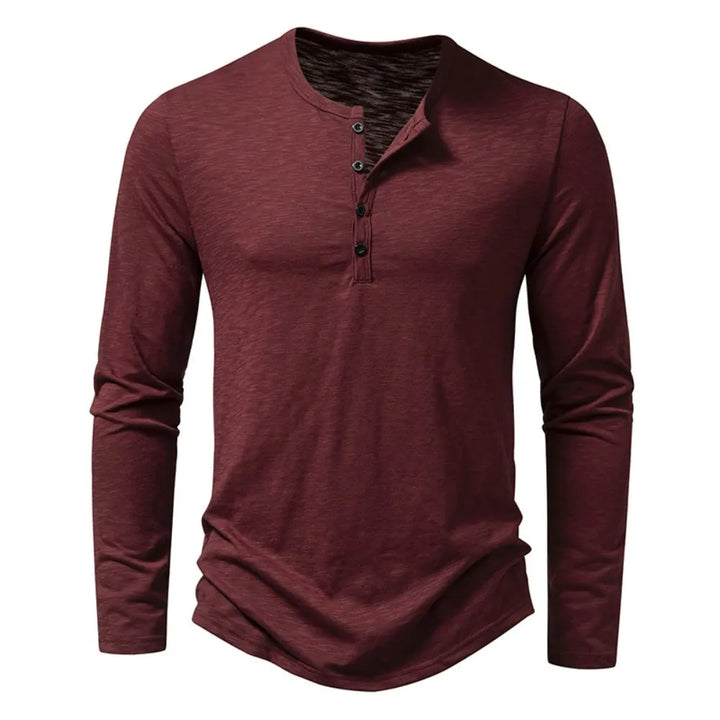 Levoire | T-Shirt Long À Boutons Pour Homme Vin Rouge