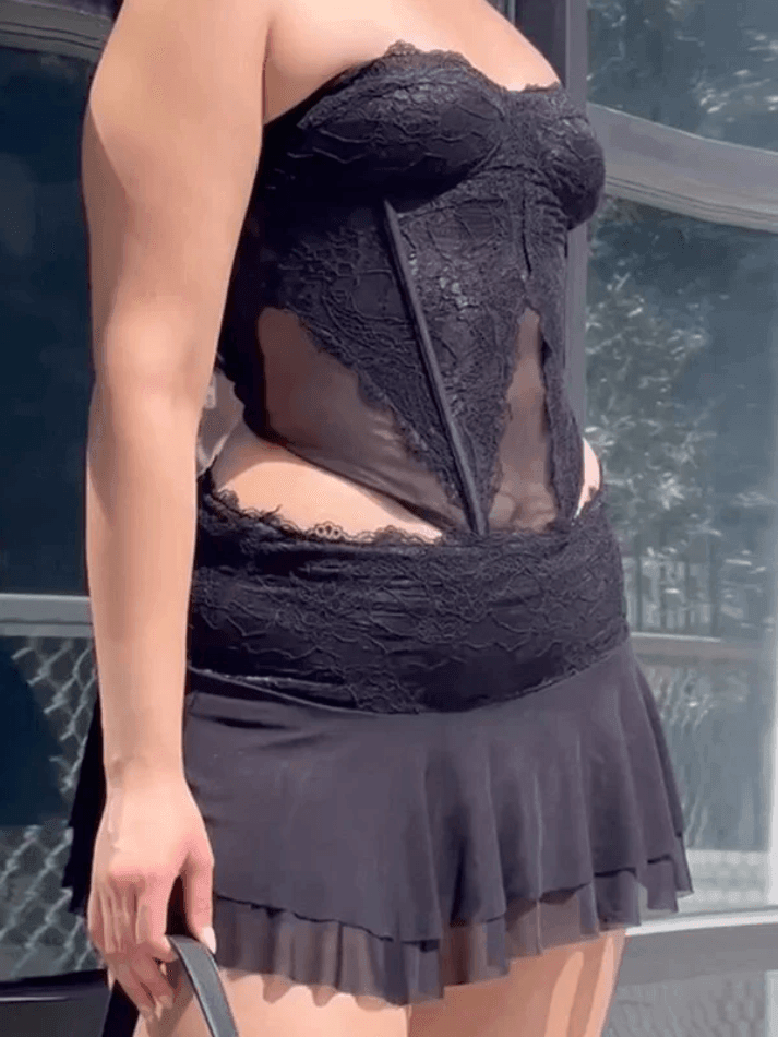 Levoire | Pantalon À Panneaux En Dentelle Set Noir
