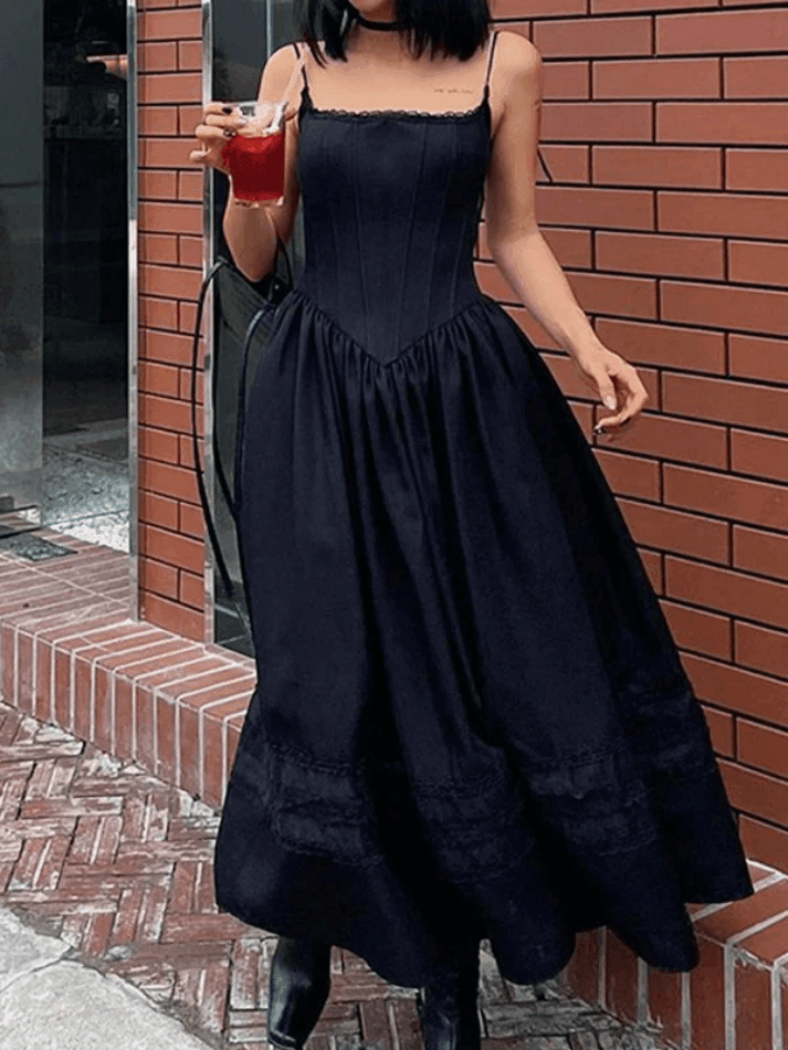 Levoire | Corset À Lacets Robe Maxi Noire Noir