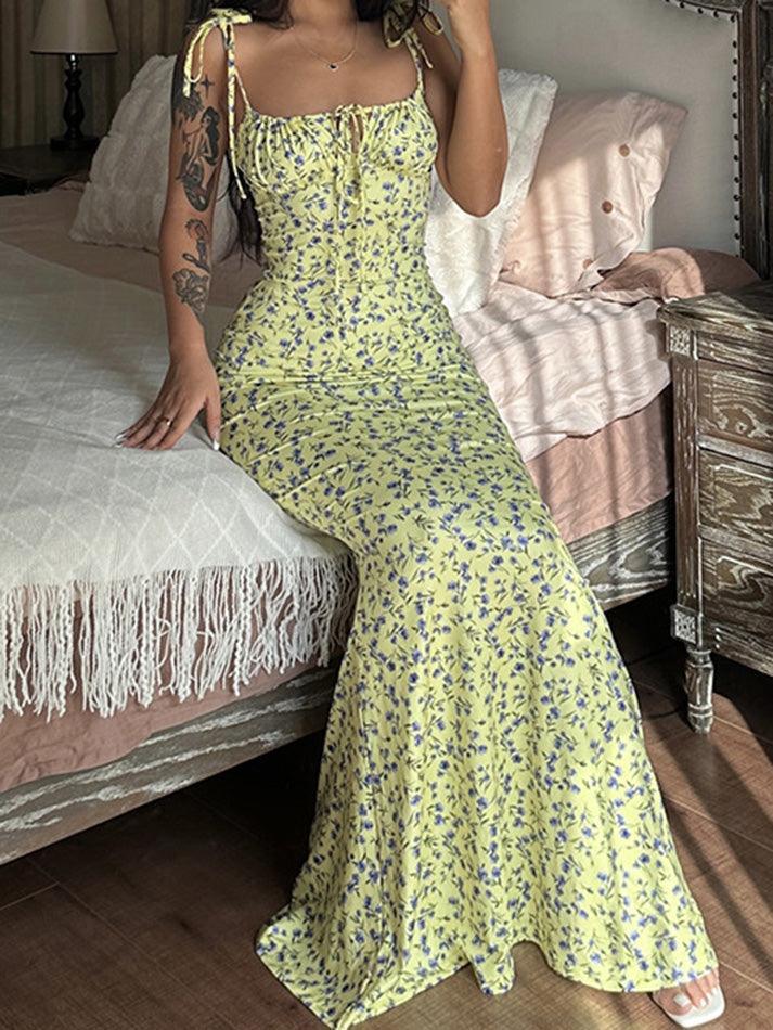 Levoire | Robe Maxi Avec Laçage Et Motif Floral Pour Un Look Romantique