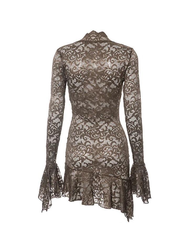 Levoire | Dentelle Décolleté En V Manches Trompette Mini Robe