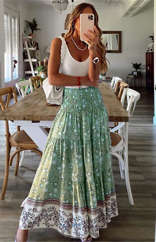 Levoire | Femme Vêtements de loisirs Boho Imprimé Jupe Vert