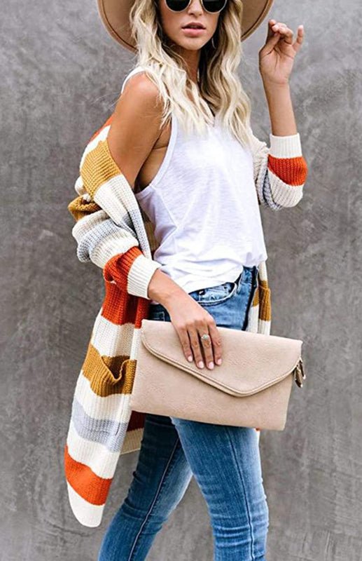 Levoire | Dame Mode de loisirs Rayé Contraste Gilet tricoté